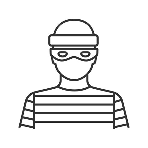 Robber linear icon. Thief. Thin line illustration. Housebreaker. Contour symbol. Vector isolated ...