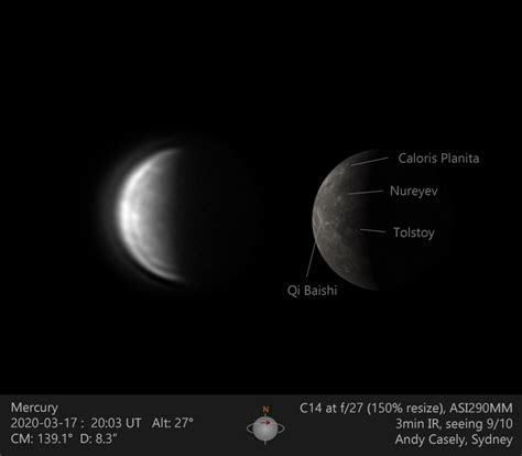 Mercury with surface features, 17th March - Major & Minor Planetary ...