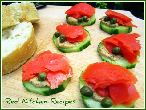 Red Kitchen Recipes: Smoked Salmon Cucumber Canapes