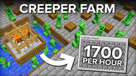 Minecraft Creeper Farm - No Cats, No Redstone - 1700+ Gunpowder Per ...