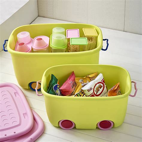 plastic storage bins Wheels Plastic Portable Function Storage Box For Collection Clothes Toys