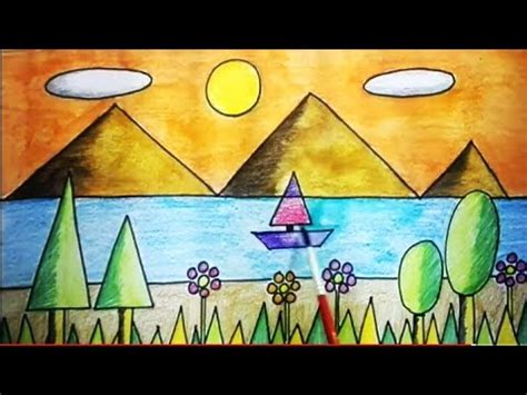 Landscape Drawing Scenery Using Geometrical Shapes : I have to draw the geometrical shapes with ...