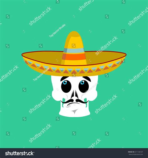 Skull Sombrero Surprised Emoji Mexican Skeleton: vector de stock (libre ...