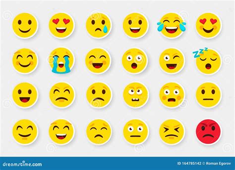 Juego De Caras De Emoticonos Dibujo Emoticono Símbolos Emojis Conjunto ...