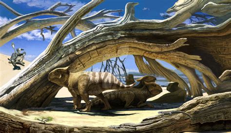 Protoceratops take shelter by Olorotitan on DeviantArt