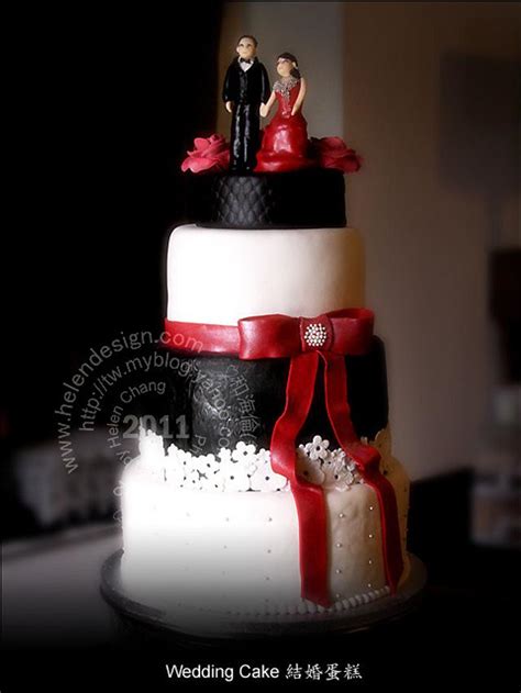 Red/White/Black Wedding Cake - Decorated Cake by Helen - CakesDecor