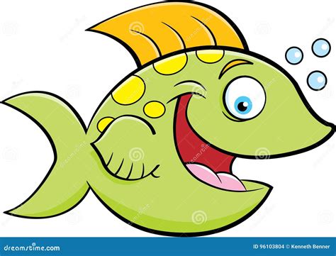 Cartoon Smiling Fish Blowing Bubbles. Stock Vector - Illustration of animal, fish: 96103804