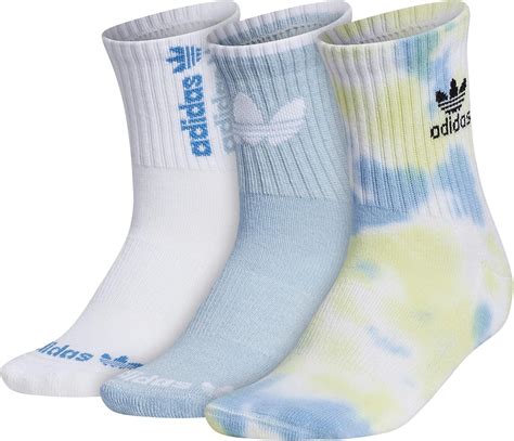 adidas Originals womens Color Wash Quarter Socks (3-Pair), White/Ambient Sky Blue/Pulse Yellow ...