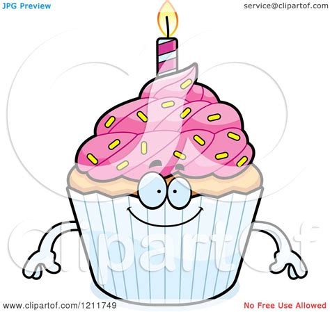 Cartoon of a Happy Birthday Cupcake Mascot - Royalty Free Vector Clipart by Cory Thoman #1211749