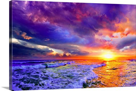 Romantic Pink Purple Cloud Sunset Beach Wall Art, Canvas Prints, Framed Prints, Wall Peels ...