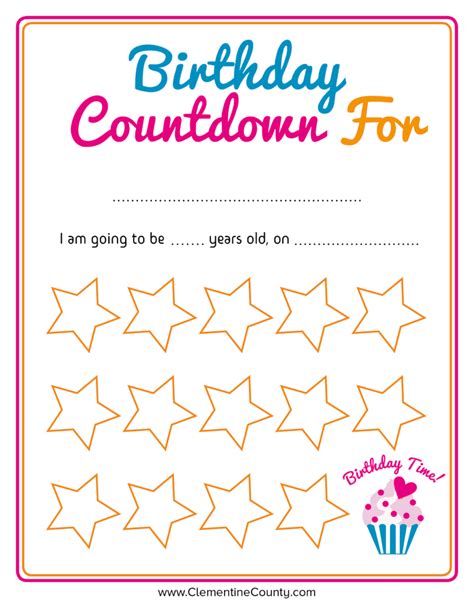 Free Birthday Countdown Printable | Clementine County