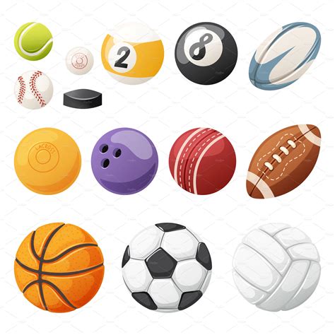 Set of sport balls isolated vector ~ Illustrations ~ Creative Market