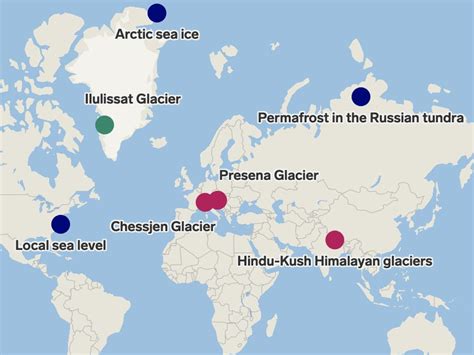 Map shows the ice sheets and glaciers melting that scientists most fear ...