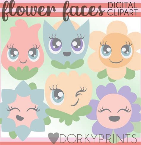 Flower Faces Clipart personal and Limited Commercial Use - Etsy