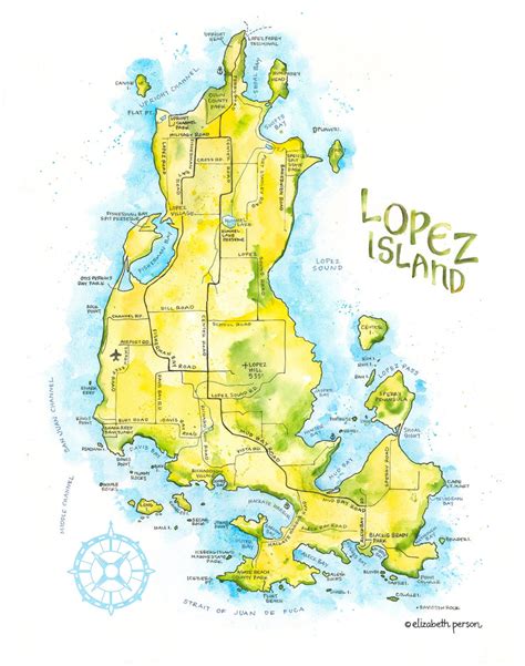 Lopez Island Map Art Print – Elizabeth Person Art & Design