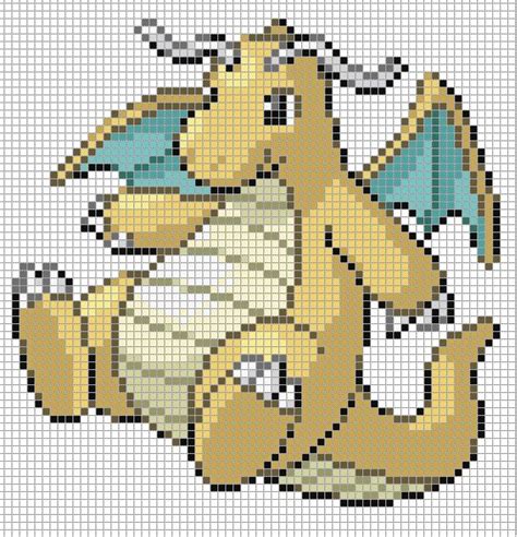 Dragonite | Pixel art pokemon, Pixel art grid, Pokemon cross stitch