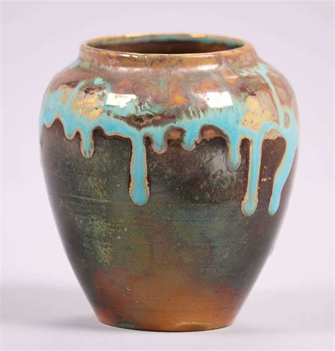 Pewabic Pottery Iridescent Blue Drip Glaze Vase | California Historical Design