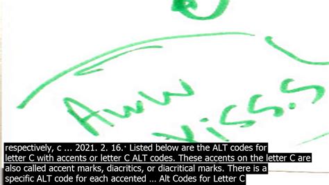 C squiggle . . . listed below are the alt codes for letter c with accents or lette - YouTube