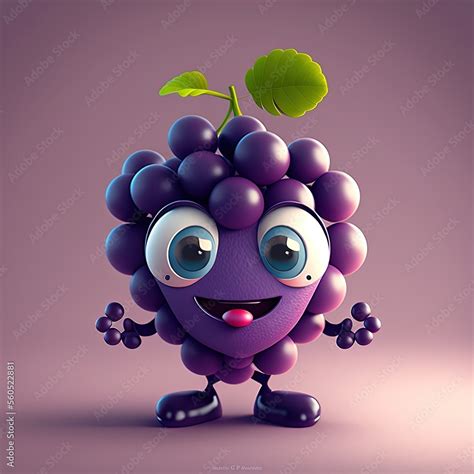 Cute Grape Character (Generative AI) Stock Illustration | Adobe Stock