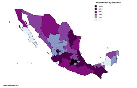 Mexican States by Population [OC] [4340,2800] : MapPorn