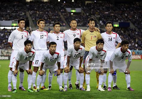 North Korean football team players pose prior to their 2014 World Cup ...