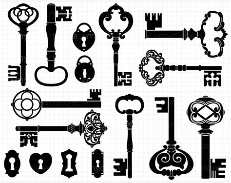 skeleton keys vector - Google Search | Clip art, Digital stamps, Steampunk key