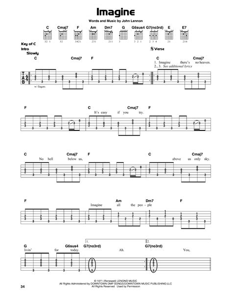 Imagine Lennon Chords Acordes De Guitarra Tablaturas Guitarra ...