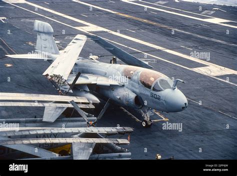 Grumman EA-6B Prowler on aircraft carrier deck Stock Photo - Alamy