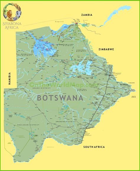 Large detailed map of Botswana