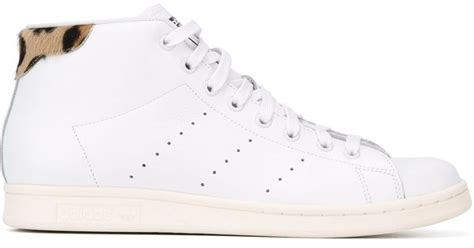 adidas Originals Leather 'stan Smith' Mid Leopard Sneakers in White ...