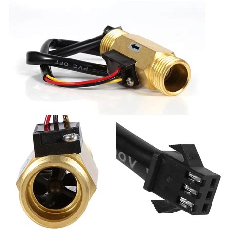 1Pc New Water Flow Switch G1/2" Copper Hall Effect Liquid Water Flow Sensor Switch Flowmeter ...