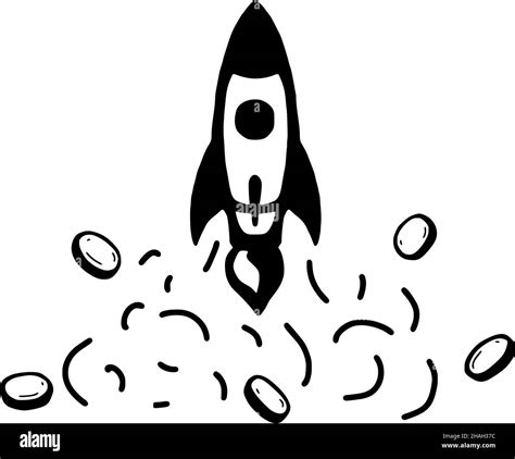 Rocket launch and coins doodle icon. Business startup concept. Vector illustration Stock Vector ...