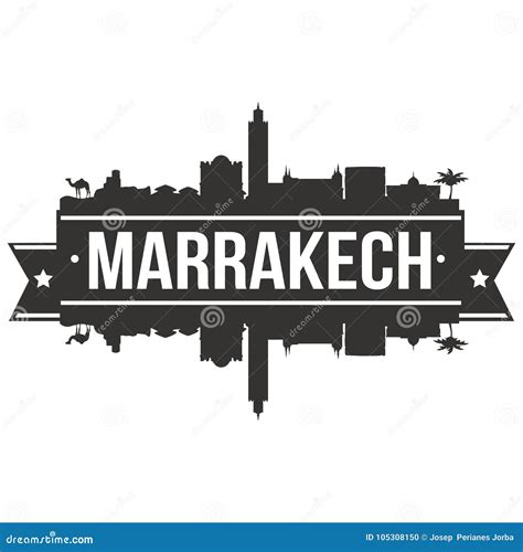 Marrakech Skyline Hand Drawn Sketch Illustration. Royalty-Free Cartoon ...