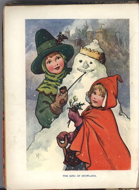 FATHER TUCK'S ANNUAL 1915 for 1916 girl in red coat and hat with boy in pilgrim suit read a Tuck ...