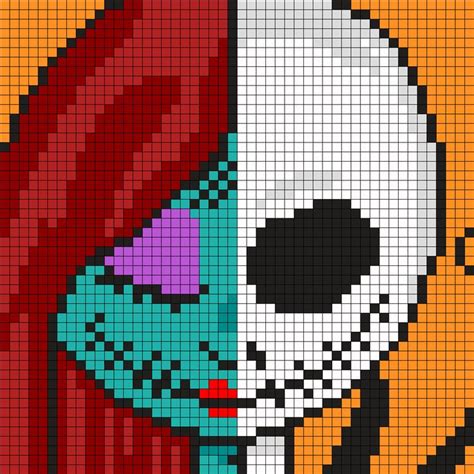 Jack And Sally 2 Halves For Square by Maninthebook on Kandi Patterns ...