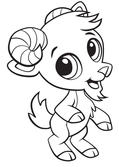 Cute Baby Goat Coloring Page - Free Printable Coloring Pages for Kids