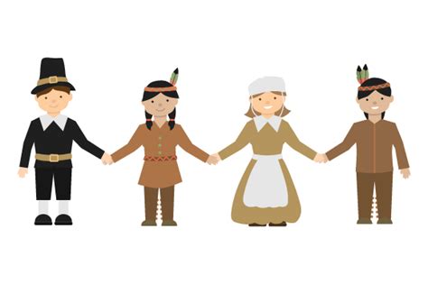 Pilgrims and Native Americans Holding Hands SVG Cut file by Creative Fabrica Crafts · Creative ...