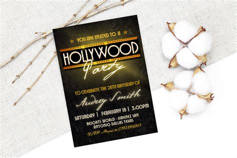 Hollywood Party Invitation Canva Template - Etsy