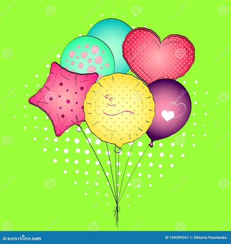 A Toy Balloon or Party Balloon Pop Art Vector. Set Stock Vector - Illustration of blow, backdrop ...