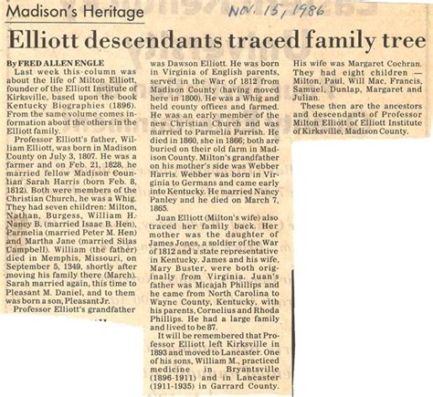 Elliott Family Tree