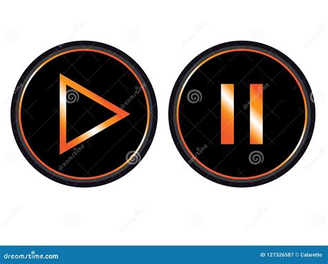 Orange Black Play Pause Button Icon Vector Stock Vector - Illustration of circle, click: 127326587