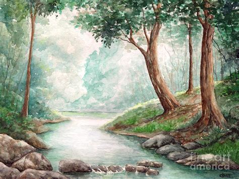 Landscape With River Painting by Enaile D Siffert