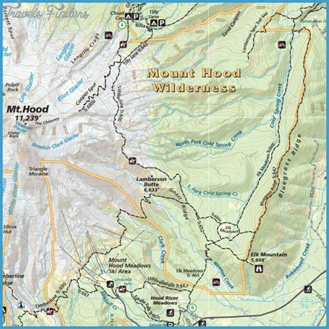 Mt Hood Hiking Trail Map - TravelsFinders.Com