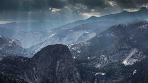 Aerial photography of crepuscular rays over mountains during daytime HD wallpaper | Wallpaper Flare