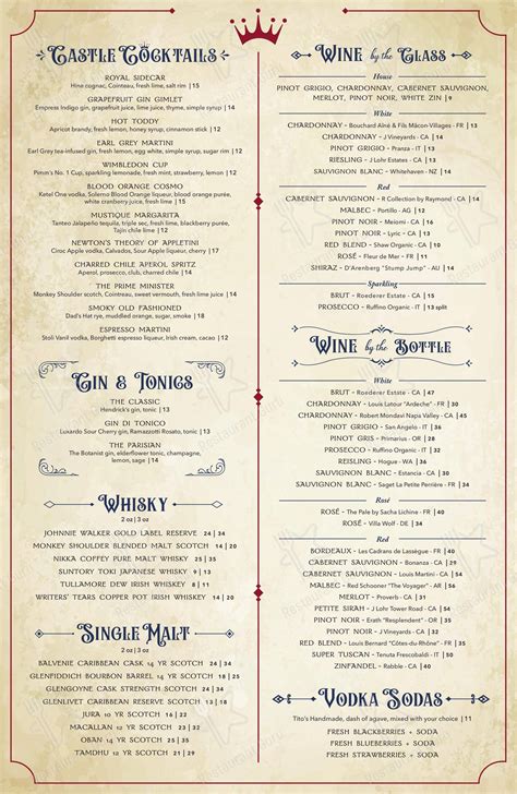 Menu at The Crown Tavern desserts, Glen Mills