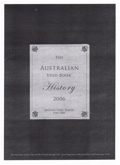 History of the Australian Stud Book – Scone Vet Dynasty