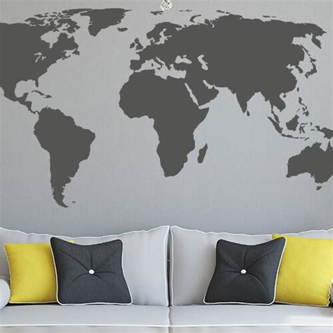 World Map Wall Decal Vinyl Wall Sticker Decals Home Decor Art - Etsy