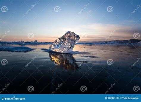 Ice of Lake Baikal stock photo. Image of coast, white - 282801114