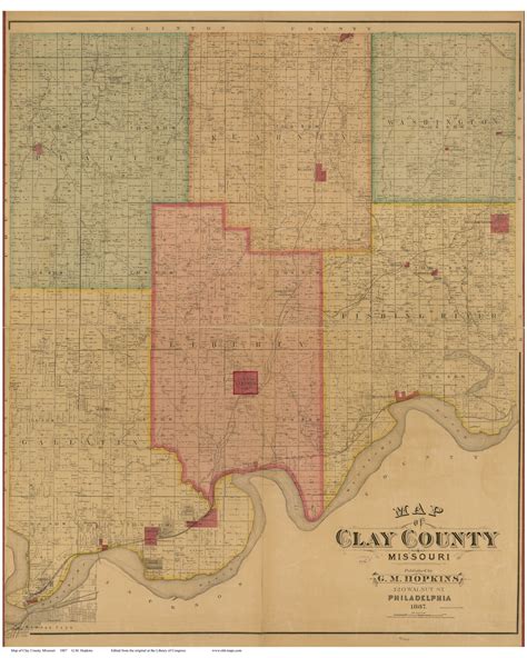 Clay County Missouri 1887 - Old Map Reprint - OLD MAPS