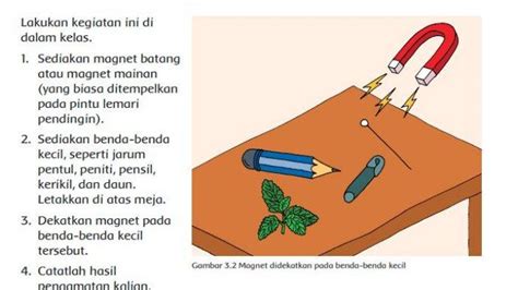 Hasil Pengamatan Magnet saat Didekatkan dengan Jarum Pentul, Peniti, Pensil, Kerikil dan Daun ...